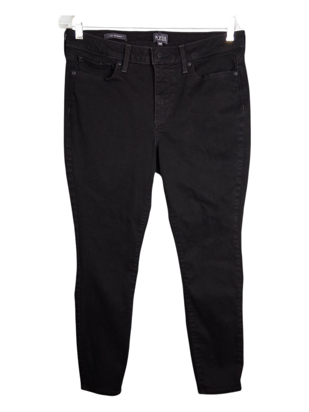 NYDJ Ami Skinny Jeans 10P Womens Black Denim Mid Rise Petite PNBBAS8515 Stretch